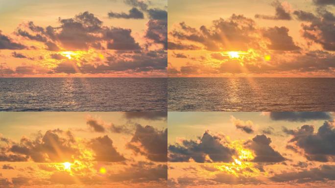 南沙群岛海上日出朝霞云海绝美壮观延时摄影