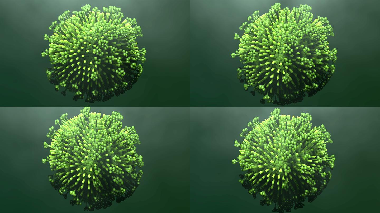 病毒动画3d动画绿色病毒生物科学