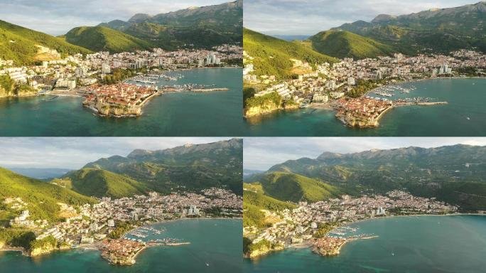 地中海的海滨城市航拍4K