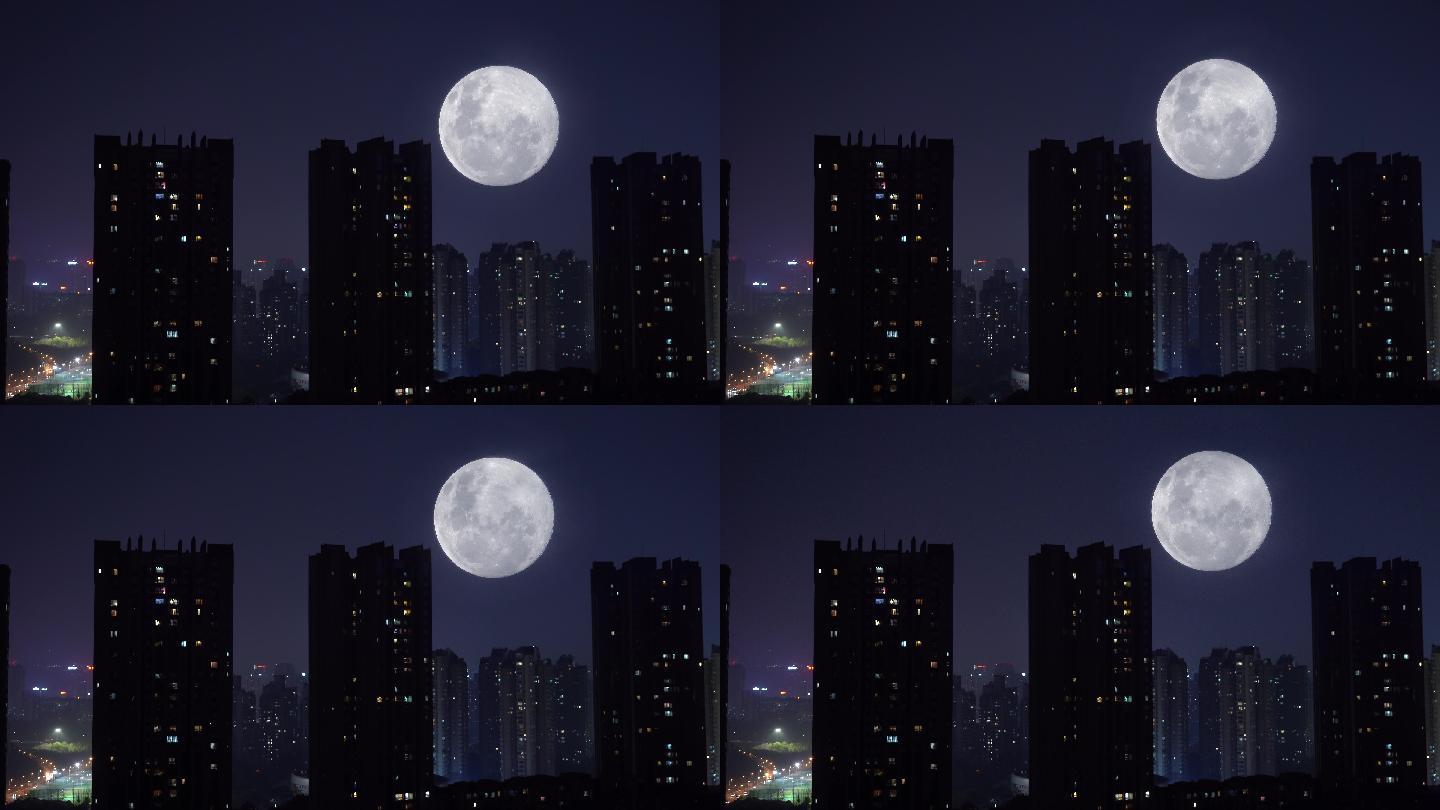 4k城市月亮