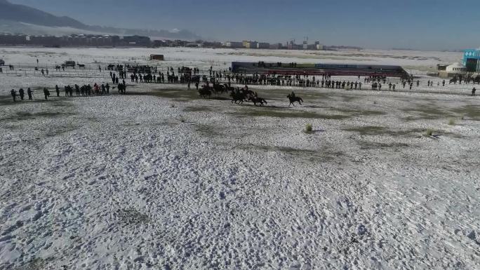 雪地刁羊比赛，马背上的精彩