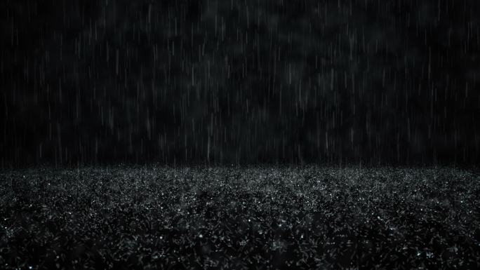 黑色背景上的雨暴风雨素材大雨倾盆3D下雨