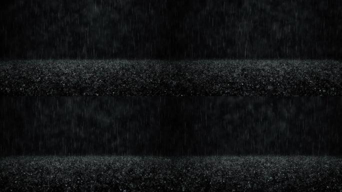 黑色背景上的雨暴风雨素材大雨倾盆3D下雨