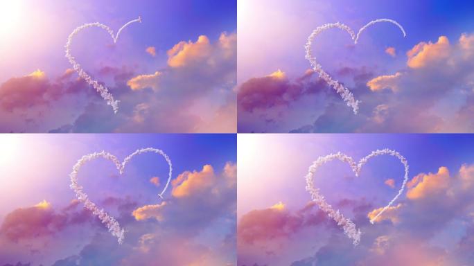 飞机在天空中画出心形