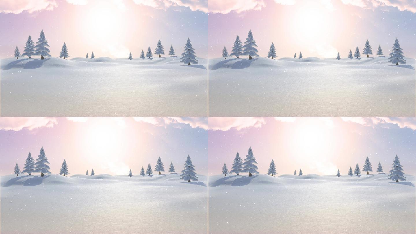 冷杉树的冬季风景动画