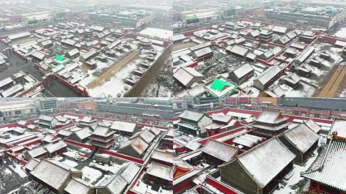 航拍沈阳故宫雪景