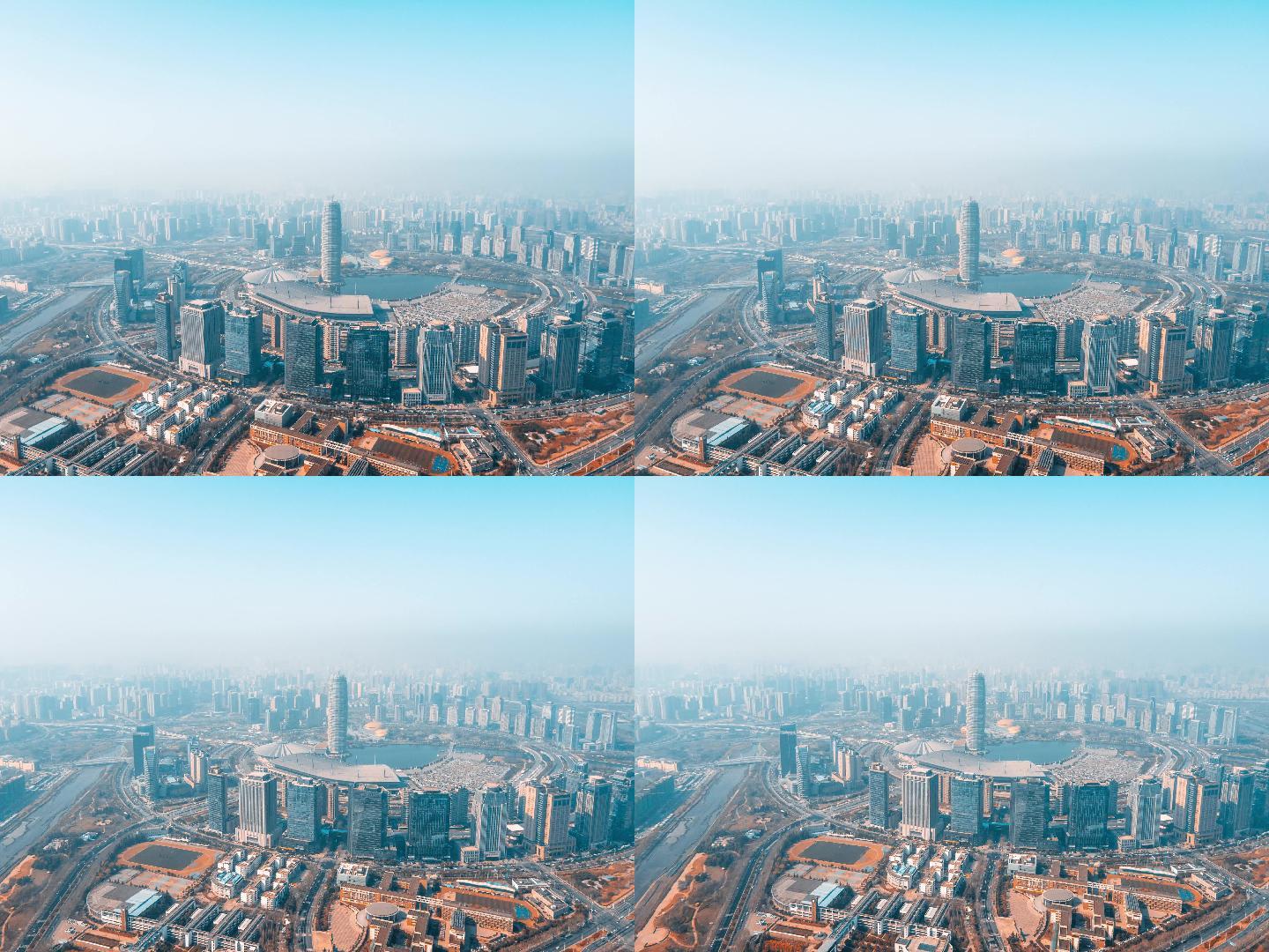 郑州CBD大玉米无人机航拍城市延时摄影