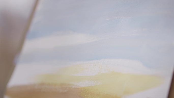 【8K正版素材】艺术水粉风景画笔触近景