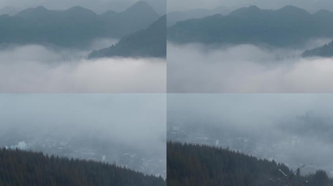 云雾笼罩的西南山区云南山区云海