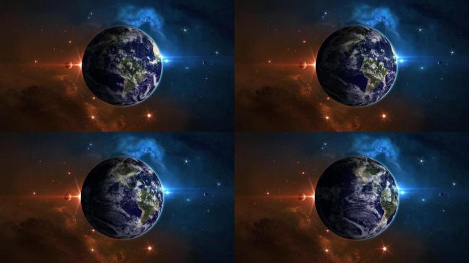 地球和其他行星背景特效动画宇宙全球化星云