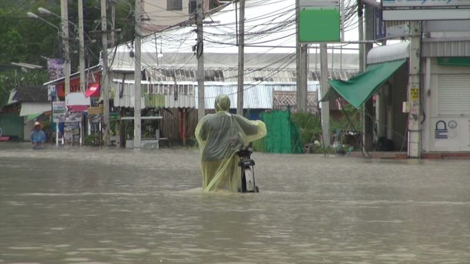 被洪水淹没的街道