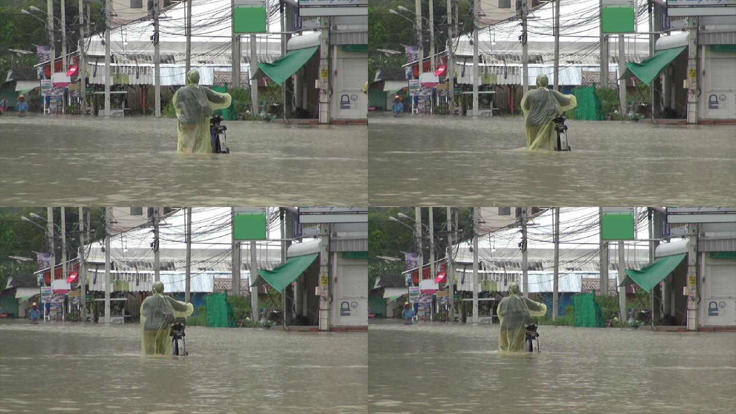 被洪水淹没的街道