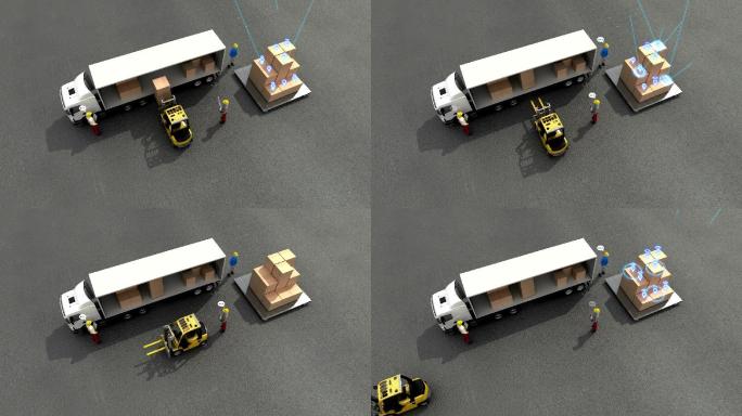 卡车自动送货物流3D动画