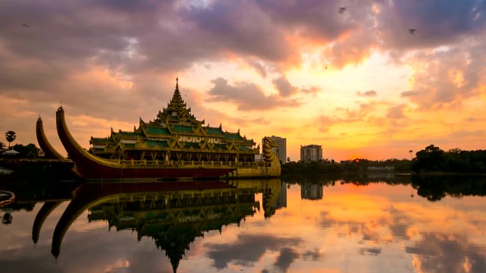 缅甸仰光景色风景风光美景观光游玩休闲旅游