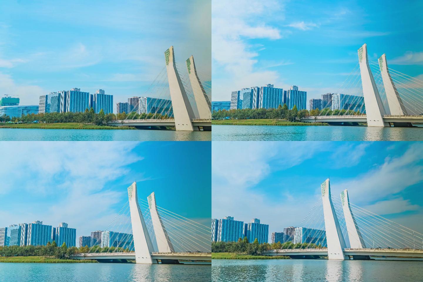 郑州龙子湖大桥云空移动延时摄影