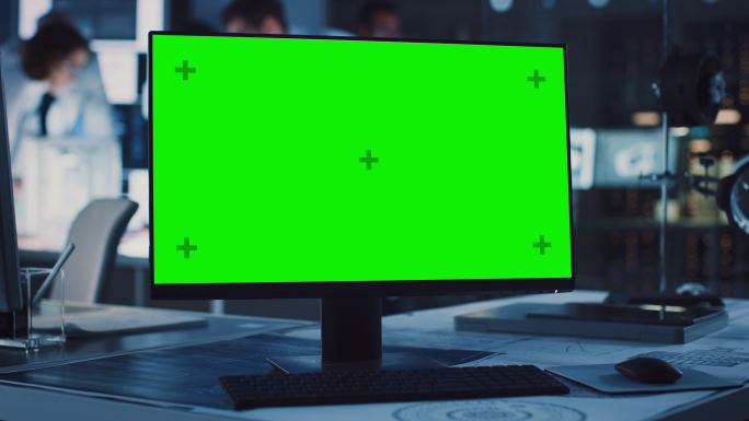 绿色模拟屏幕的电脑
