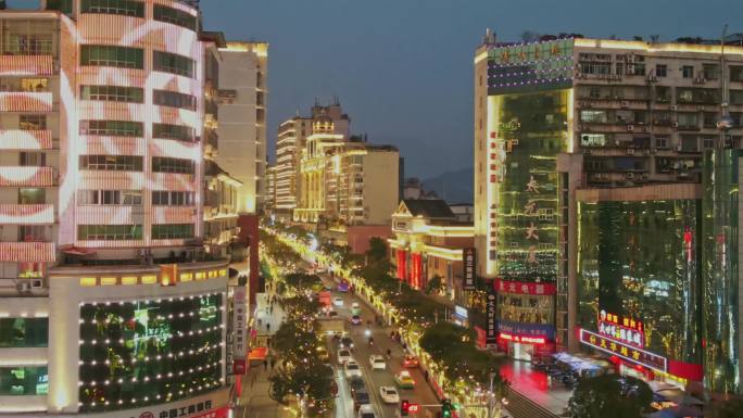 4K城市迎春灯饰夜景延时