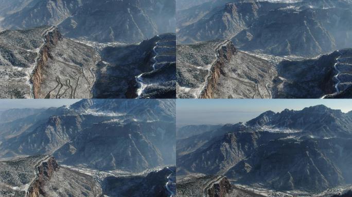 太行山雪景，大峡谷，超清4k 素材