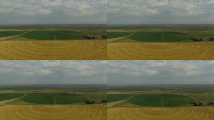对称的半圆形农场新农村三农种植小麦