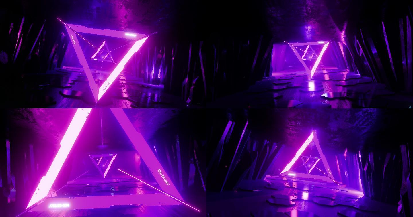 3d抽象霓虹灯隧道背景
