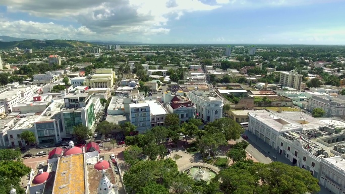 波多黎各庞塞繁华建筑群大气全景空镜