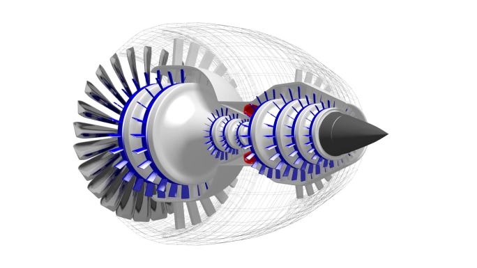 3D飞机喷气发动机