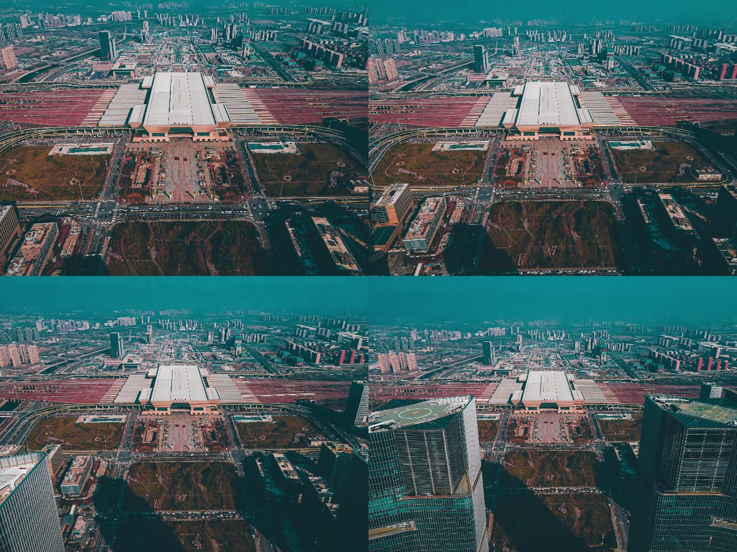 穿越郑州东站双子塔无人机航拍延时摄影