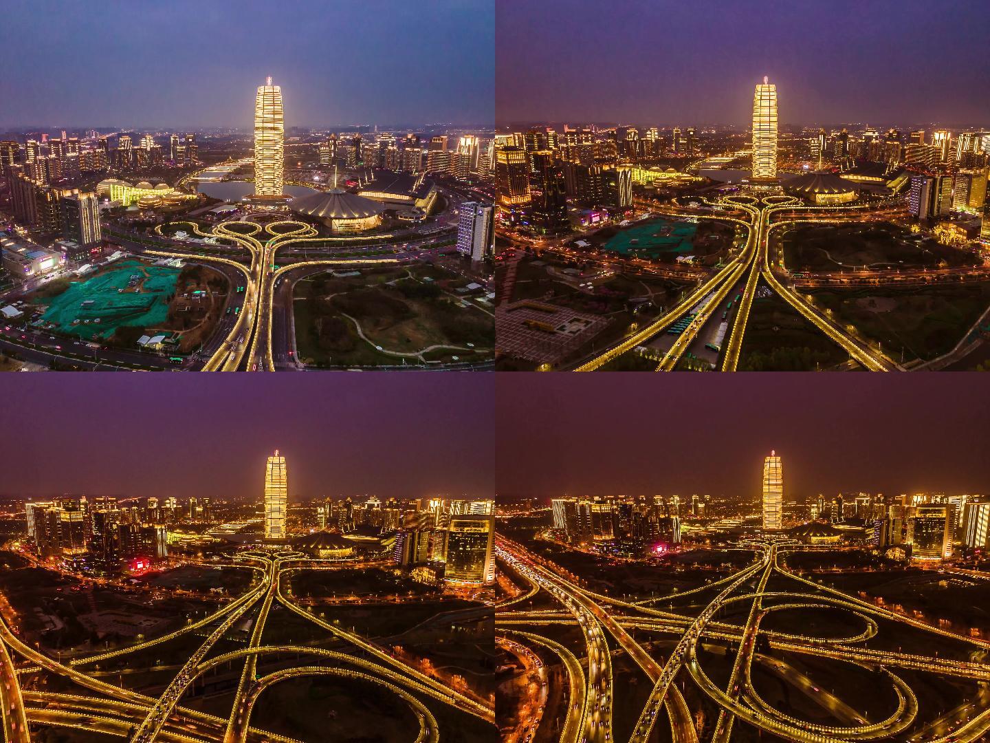 郑州CBD大玉米无人机航拍城市延时摄影