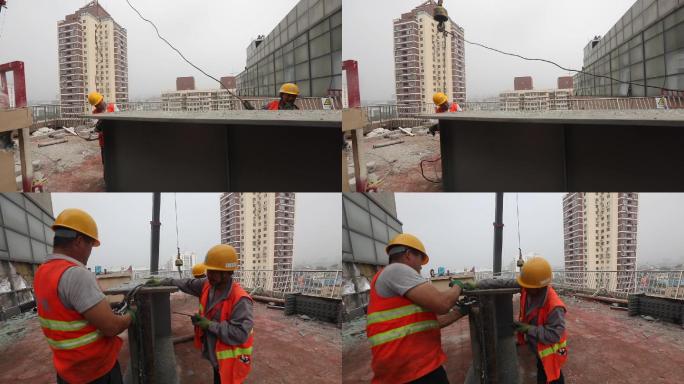 钢结构 工程 建筑 工人 钢梁 施工