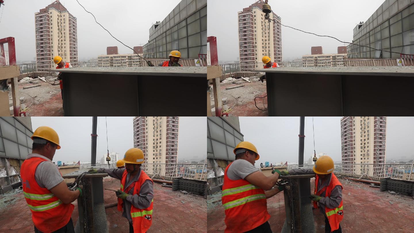 钢结构 工程 建筑 工人 钢梁 施工
