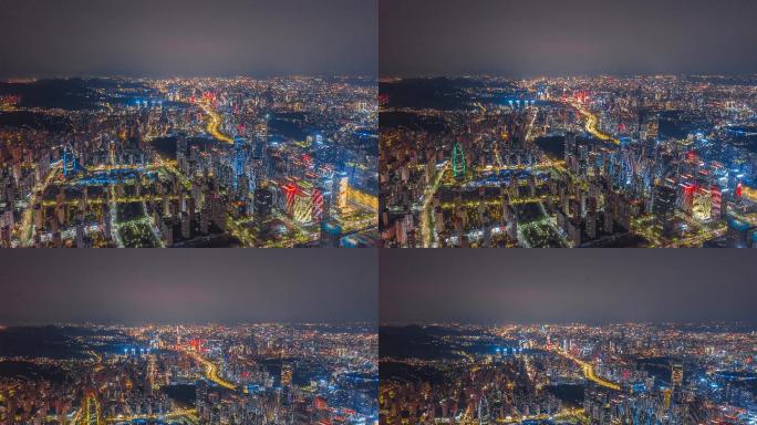 4K济南高新区全景航拍延时摄影夜景