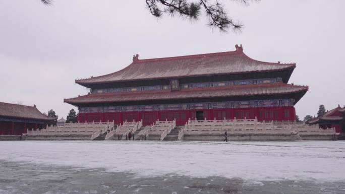 故宫太庙下雪的画面瑞雪兆丰年雪后故宫