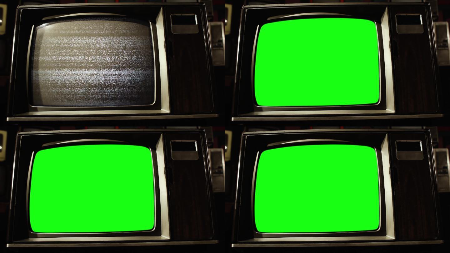 绿色屏幕复古电视机