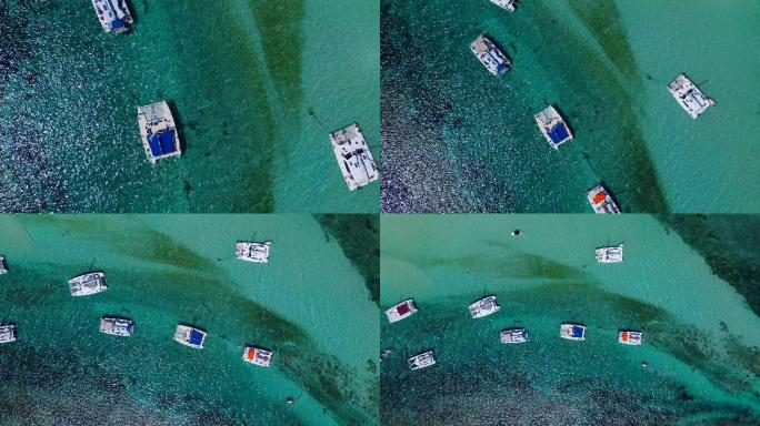 双体帆船出海旅游项目航拍素材