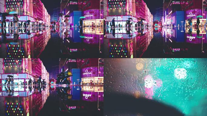 【高清4k】沈阳中街下雨街景空镜