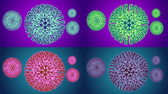 4色病毒旋转模型视频素材