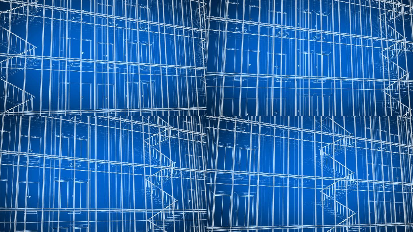 现代建筑立面网格施工蓝图