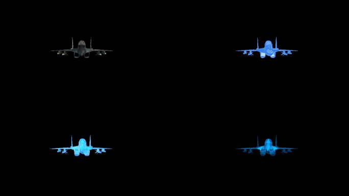 米格31蓝色全息科技线框米格29战机