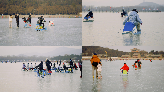 【4K】冬季颐和园滑冰车02-升格空镜