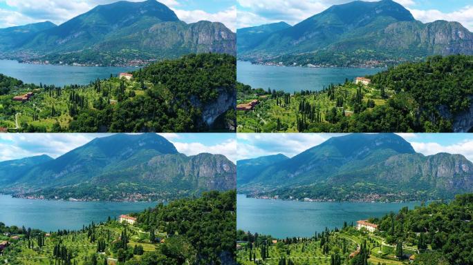 俯瞰意大利科莫湖美丽的湖景和山脉