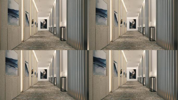三维动画室内高端艺术酒店走廊