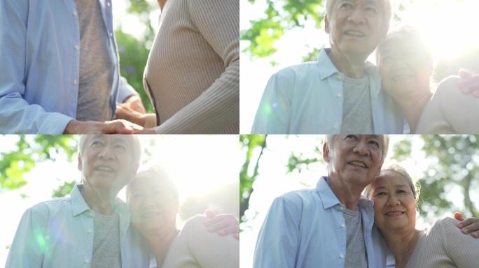 老年夫妇享受户外阳光