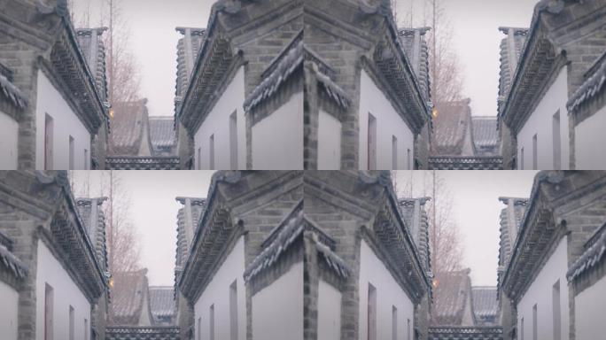 【8K正版素材】雪天古建筑空镜中景固定