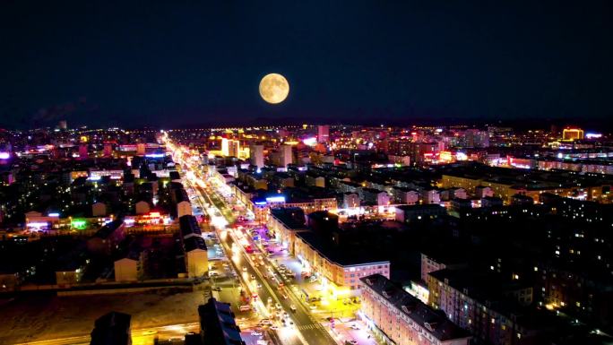 1080p延时拍摄城市夜景月出视频素材
