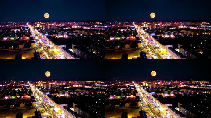 1080p延时拍摄城市夜景月出视频素材