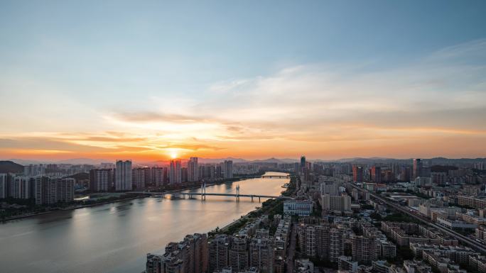 珠海城市风光前山河白石桥夜景延时