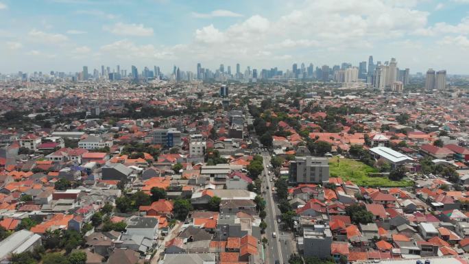 雅加达市郊的空中全景图。印度尼西亚