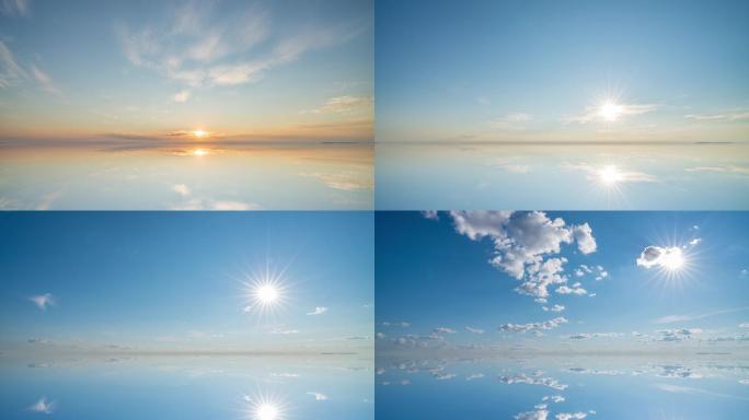 太阳和云的反射在海面上的延时拍摄