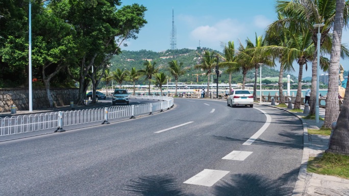 珠海渔女路段车流延时