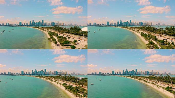 迈阿密海滩佛罗里达州4K航拍地标海边沙滩